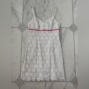 Lilly Pulitzer White Dress with Pink Detail.